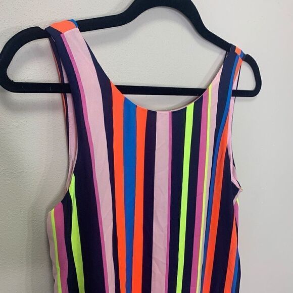 Project Runway Small Sleeveless Maxi Dress Neon Stripes. Asymmetrical Hem. (k1) - Picture 3 of 9